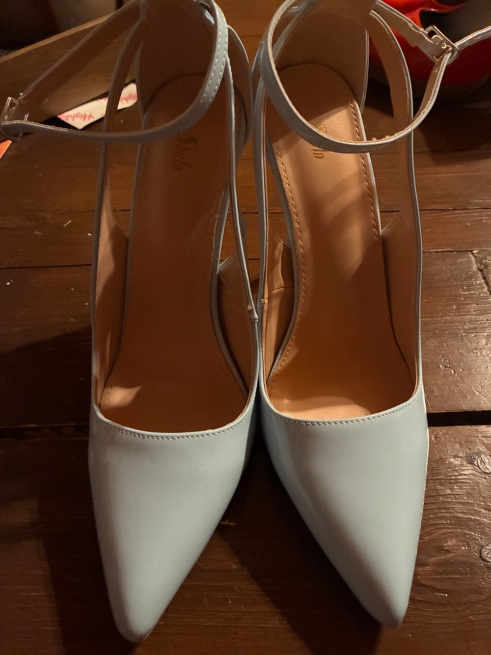 Classic Pointed-Toe Ankle-Strap Pumps in Light Blue - Picture 4 of 4